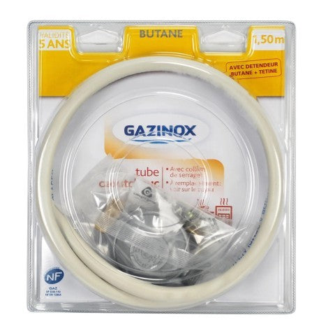 Tuyau caoutchouc gaz 1,5 M + Détendeur Butane